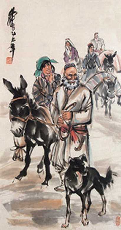 黄胄 赶驴图 镜心